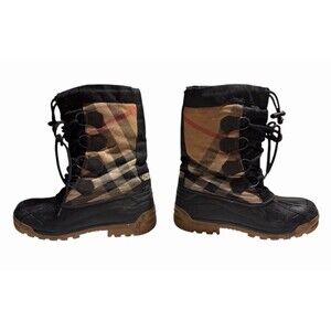 Burberry Nova Check Weather Resistant Lug Sole Tie Snow Boots Size US 6